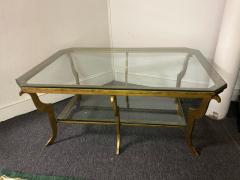 Maison Jansen EXCEPTIONAL FRENCH MODERNE GILT IRON AND GLASS TWO TIER TABLE - 3017098