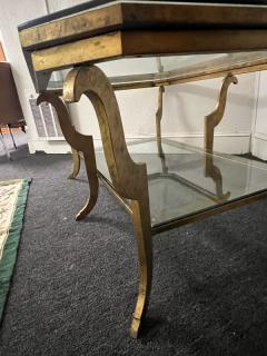 Maison Jansen EXCEPTIONAL FRENCH MODERNE GILT IRON AND GLASS TWO TIER TABLE - 3017099