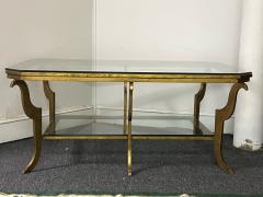 Maison Jansen EXCEPTIONAL FRENCH MODERNE GILT IRON AND GLASS TWO TIER TABLE - 3017103