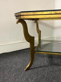 Maison Jansen EXCEPTIONAL FRENCH MODERNE GILT IRON AND GLASS TWO TIER TABLE - 3017108