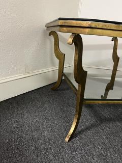 Maison Jansen EXCEPTIONAL FRENCH MODERNE GILT IRON AND GLASS TWO TIER TABLE - 3153614