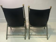 Maison Jansen EXCEPTIONAL PAIR OF MAISON JANSEN BRUSHED STEEL AND BRASS BAMBOO CHAIRS - 677256