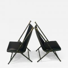 Maison Jansen EXCEPTIONAL PAIR OF MAISON JANSEN BRUSHED STEEL AND BRASS BAMBOO CHAIRS - 679227