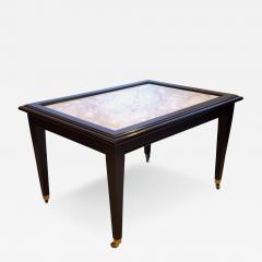 Maison Jansen Ebonized Marble Top Coffee Table Cocktail Table On Wheels manner of Jansen - 3019195