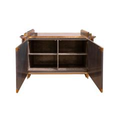 Maison Jansen Exceptional Jansen Cabinet in Grey Burl with Chic Mixed Metals 1970s Signed  - 2767271