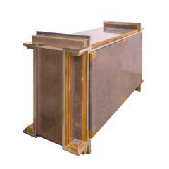 Maison Jansen Exceptional Jansen Cabinet in Grey Burl with Chic Mixed Metals 1970s Signed  - 2767273