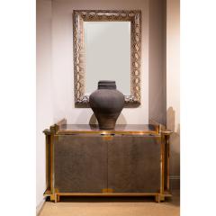 Maison Jansen Exceptional Jansen Cabinet in Grey Burl with Chic Mixed Metals 1970s Signed  - 2767274