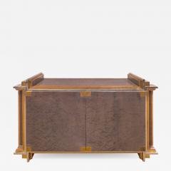 Maison Jansen Exceptional Jansen Cabinet in Grey Burl with Chic Mixed Metals 1970s Signed  - 2769831