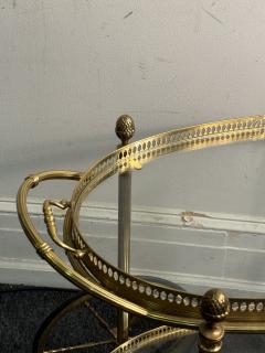 Maison Jansen FINE MAISON JANSEN BRASS AND REMOVABLE GLASS TRAY BAR CART - 4318468