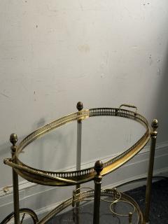 Maison Jansen FINE MAISON JANSEN BRASS AND REMOVABLE GLASS TRAY BAR CART - 4318470