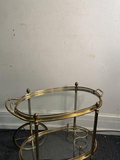 Maison Jansen FINE MAISON JANSEN BRASS AND REMOVABLE GLASS TRAY BAR CART - 4318473