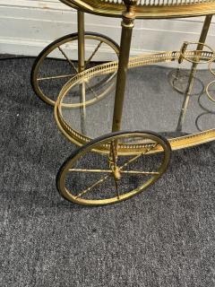 Maison Jansen FINE MAISON JANSEN BRASS AND REMOVABLE GLASS TRAY BAR CART - 4318477