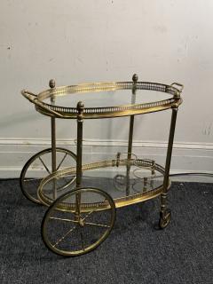 Maison Jansen FINE MAISON JANSEN BRASS AND REMOVABLE GLASS TRAY BAR CART - 4318478