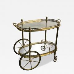 Maison Jansen FINE MAISON JANSEN BRASS AND REMOVABLE GLASS TRAY BAR CART - 4351811