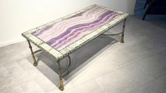 Maison Jansen Fine French Faux Marble Steel and Brass Coffe Table Maison Jansen - 4757536