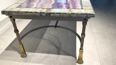 Maison Jansen Fine French Faux Marble Steel and Brass Coffe Table Maison Jansen - 4757542