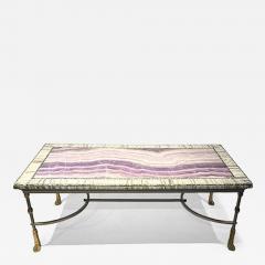 Maison Jansen Fine French Faux Marble Steel and Brass Coffe Table Maison Jansen - 4762296