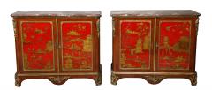 Maison Jansen Fine Pair of French Gilt Bronze Mounted Red Lacquer Chinoiserie Cabinets - 4704965