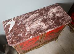Maison Jansen Fine Pair of French Gilt Bronze Mounted Red Lacquer Chinoiserie Cabinets - 4704971