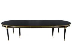 Maison Jansen French 1940 s Maison Jansen Dining Table in Polished Black with Brass Detailing - 3389090