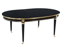 Maison Jansen French 1940 s Maison Jansen Dining Table in Polished Black with Brass Detailing - 3389094