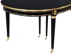 Maison Jansen French 1940 s Maison Jansen Dining Table in Polished Black with Brass Detailing - 3389096