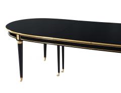 Maison Jansen French 1940 s Maison Jansen Dining Table in Polished Black with Brass Detailing - 3389098