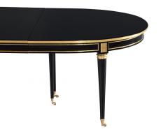 Maison Jansen French 1940 s Maison Jansen Dining Table in Polished Black with Brass Detailing - 3389099