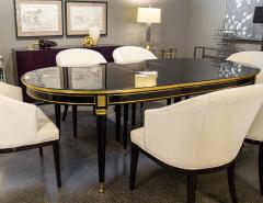 Maison Jansen French 1940 s Maison Jansen Dining Table in Polished Black with Brass Detailing - 3389102