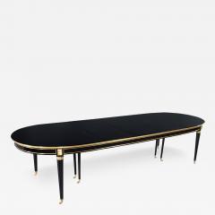 Maison Jansen French 1940 s Maison Jansen Dining Table in Polished Black with Brass Detailing - 3390997