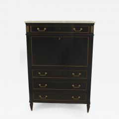 Maison Jansen French 1940s Ebonized Bronze Trim Abbatant Form Desk - 470508