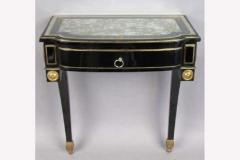 Maison Jansen French Ebonized Wood Verre Eglomise Wall Console or Nightstand Maison Jansen - 1746656