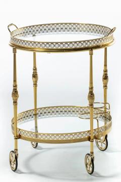 Maison Jansen French Hollywood Regency Brass Bar Cart with Star Motif c 1960s - 2820573