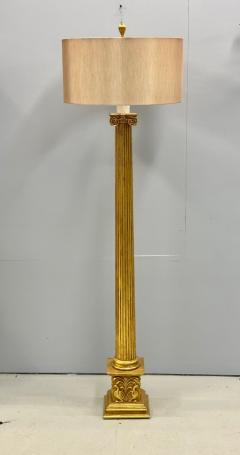 Maison Jansen French Hollywood Regency Style Large Giltwood Floor Lamp Hand Carved - 3145207