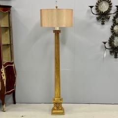 Maison Jansen French Hollywood Regency Style Large Giltwood Floor Lamp Hand Carved - 3145209