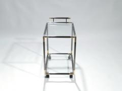 Maison Jansen French Hollywood Regency gunmetal brass bar cart 1970s - 990770