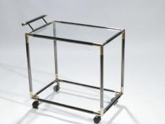 Maison Jansen French Hollywood Regency gunmetal brass bar cart 1970s - 990771