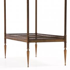 Maison Jansen French Leather and Brass Two Tier Table in the Manner of Maison Jansen C 1950 - 4722322