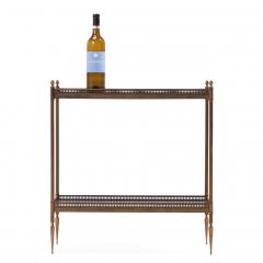 Maison Jansen French Leather and Brass Two Tier Table in the Manner of Maison Jansen C 1950 - 4722323