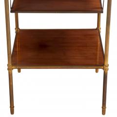 Maison Jansen French Mahogany and Brass Three Tier Table C 1950 - 4713272
