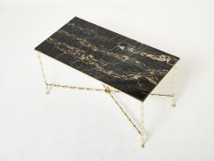 Maison Jansen French Maison Jansen bamboo brass portor marble coffee table 1960s - 2677472