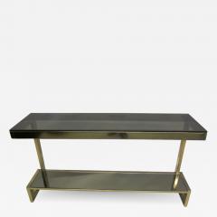 Maison Jansen French Mid Century Modern Double Level Brass Console Sofa Table Maison Jansen - 1711516