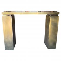 Maison Jansen French Modern Brass And Travertine Dining Table - 4618200