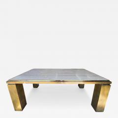 Maison Jansen French Modern Brass And Travertine Dining Table - 4619065