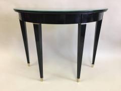 Maison Jansen French Modern Neoclassical Black Lacquer Demilune Console by Maison Jansen - 1707649