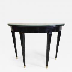 Maison Jansen French Modern Neoclassical Black Lacquer Demilune Console by Maison Jansen - 1711514