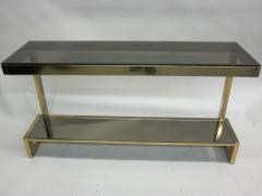 Maison Jansen French Modern Neoclassical Double Tier Brass Console Sofa Table Maison Jansen - 4091001