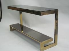 Maison Jansen French Modern Neoclassical Double Tier Brass Console Sofa Table Maison Jansen - 4091002