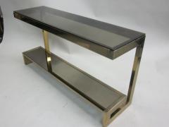 Maison Jansen French Modern Neoclassical Double Tier Brass Console Sofa Table Maison Jansen - 4091004