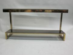 Maison Jansen French Modern Neoclassical Double Tier Brass Console Sofa Table Maison Jansen - 4091005